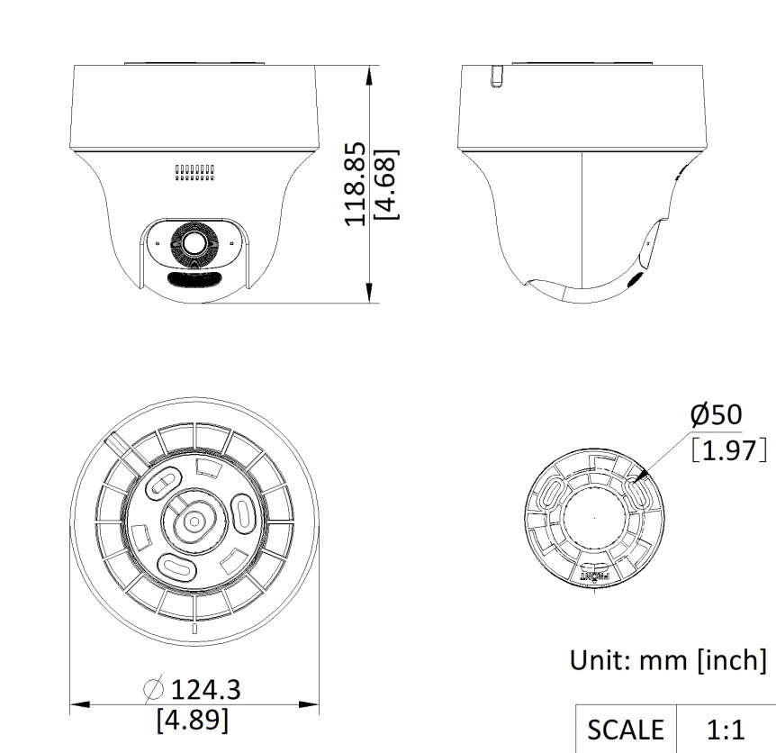 Kích thước Camera IP Wi-Fi Hikvision DS-2CV1F43G2-LIDWF(B) 4MP