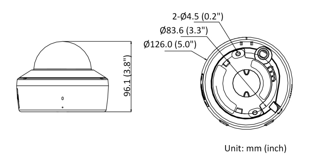 Kích thước Camera IP Dome Wi-Fi Hikvision DS-2CV2121G2-IDW(E) 2MP