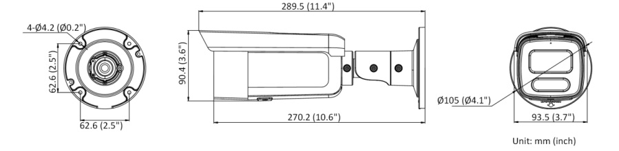 kích thước Camera IP Hikvision DS-2CD2T47G2-LSU/SL (C) 4MP ColorVu