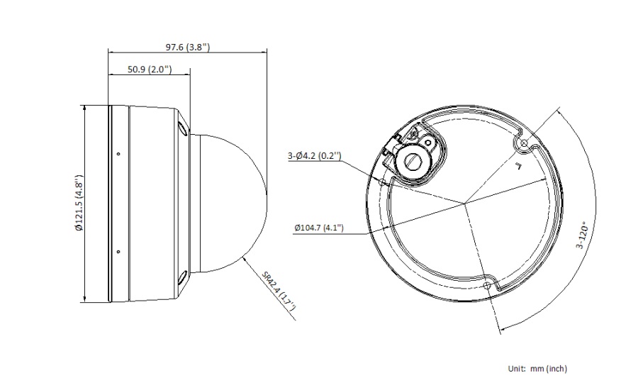 Kích thước Camera IP Hikvision DS-2CD1147G2-LUF